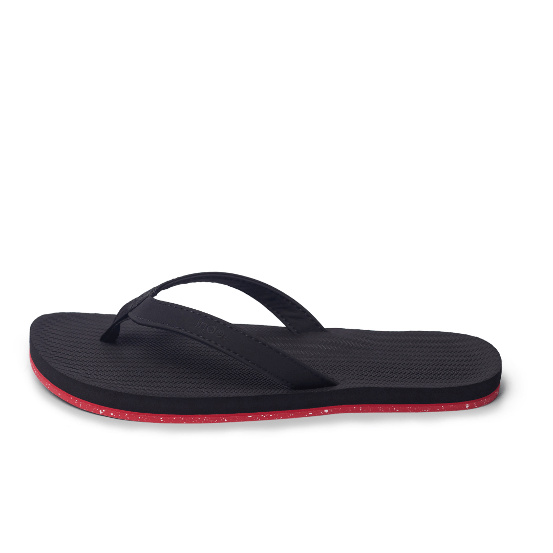 Women's Flip Flops Sneaker Sole - Black/Red Sole